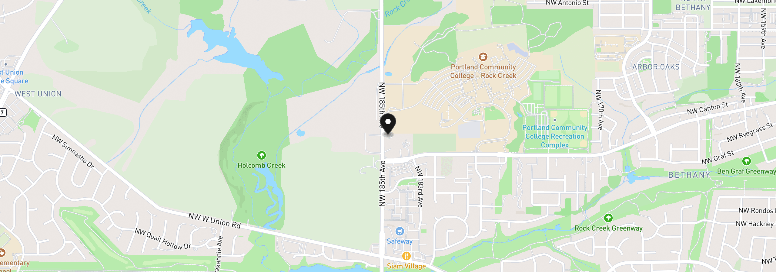 Map showing the location of 6130 NW 185th Ave, Portland, OR 97229