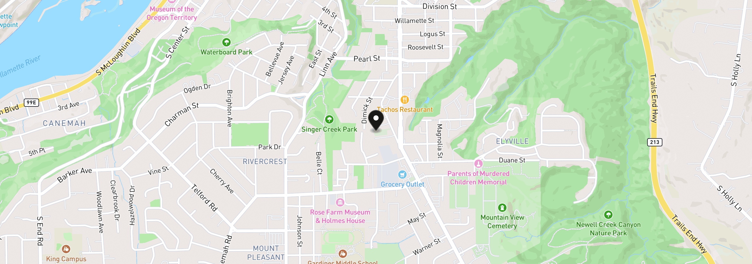 Map showing the location of 13138 Seasons Ln Lot 3, Oregon City, OR 97045