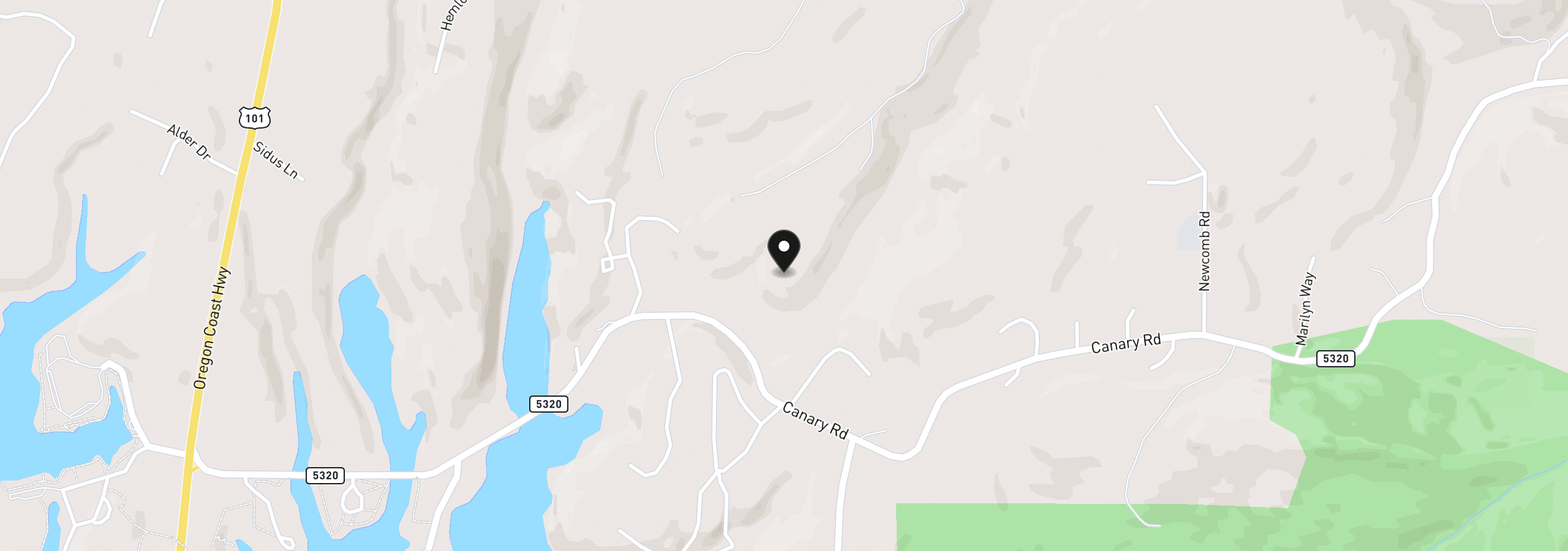 Map showing the location of Little Woahink Dr. 24, Florence, OR 97439
