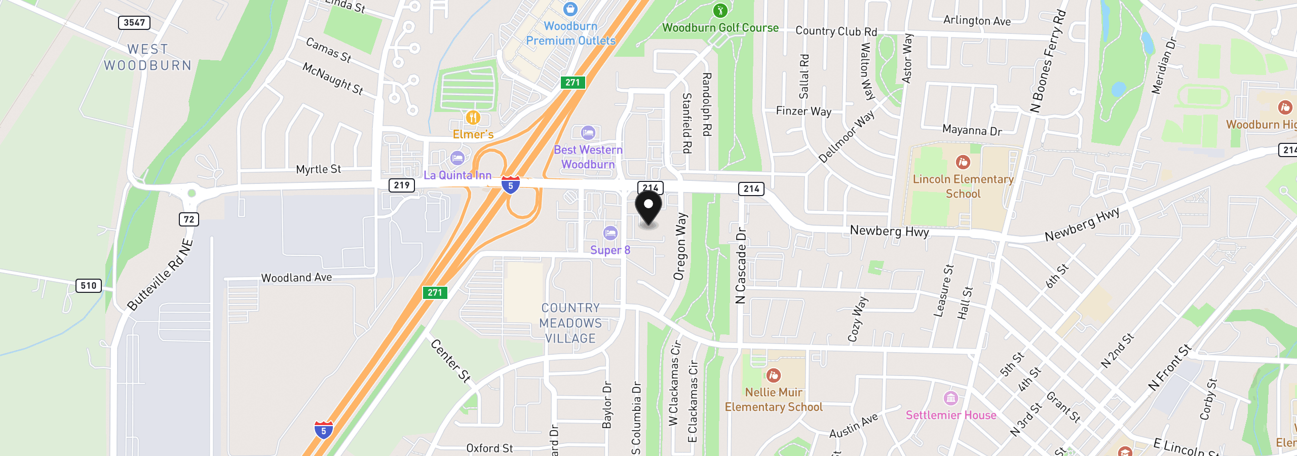 Map showing the location of 950 Evergreen Rd 318, Woodburn, OR 97071