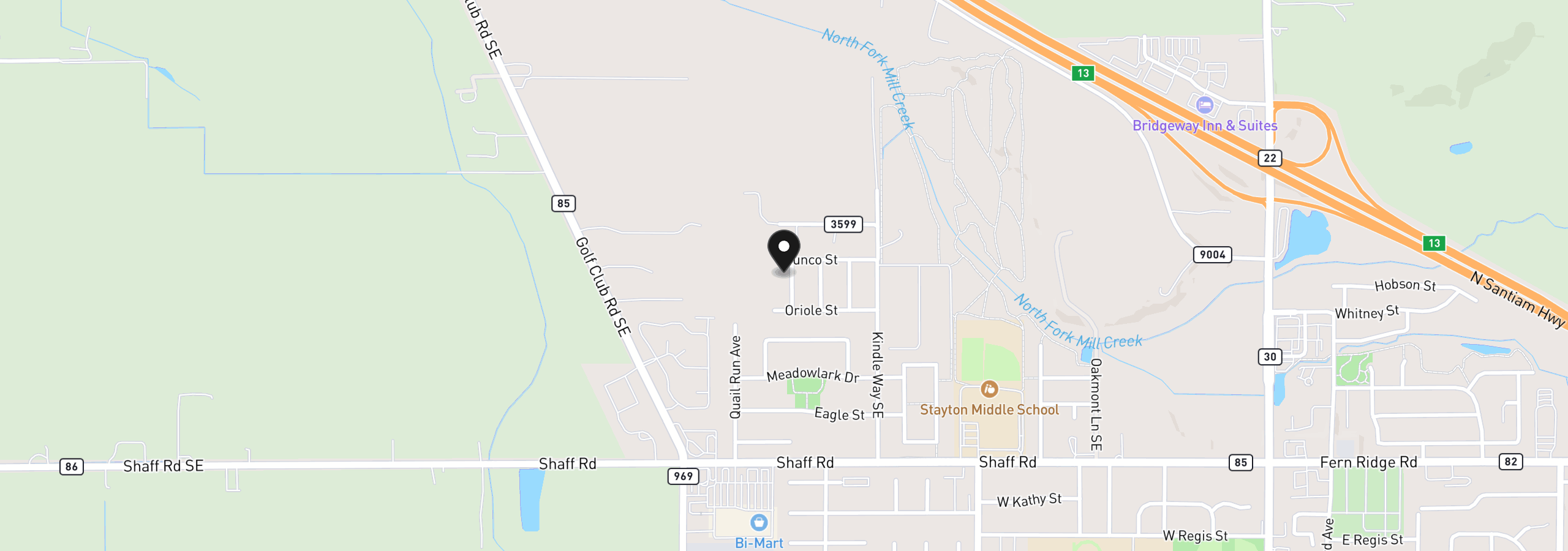 Map showing the location of 2175 Pheasant Ave, Stayton, OR 97383