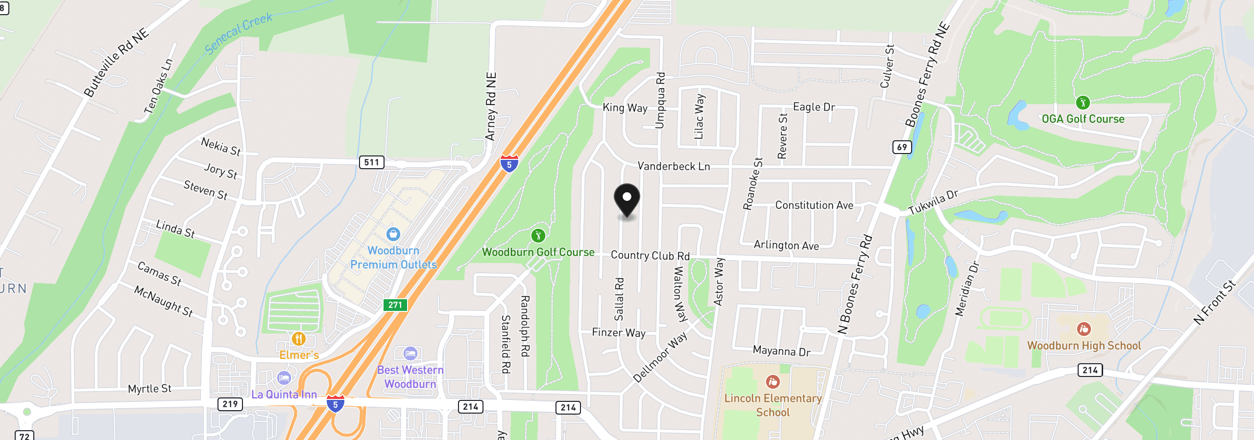 Map showing the location of 1930 Sallal Rd, Woodburn, OR 97071