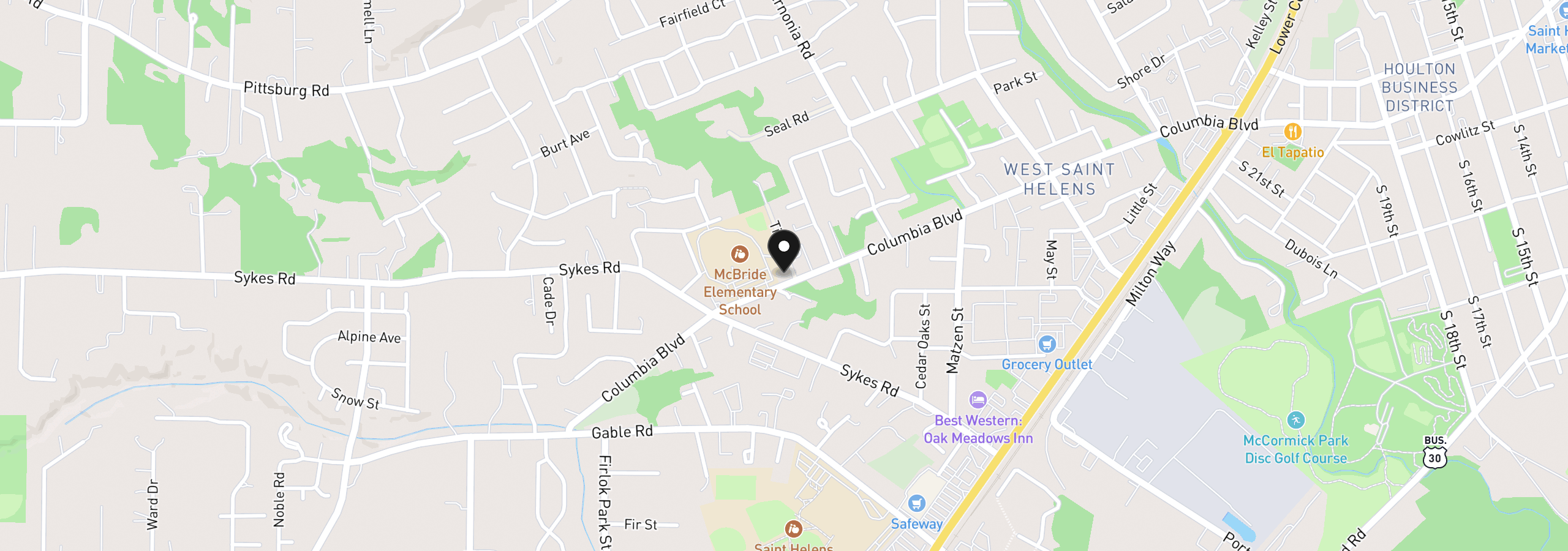 Map showing the location of 2764 Columbia Blvd, St. Helens, OR 97051