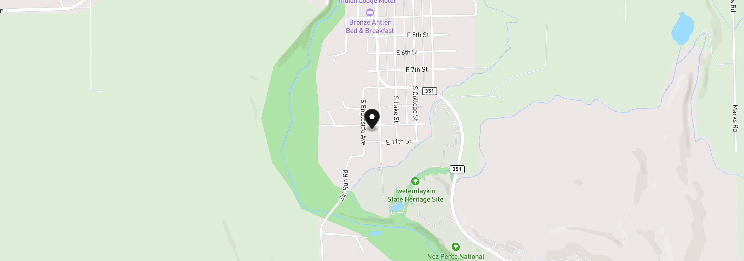 Map showing the location of 100 W 10th St, Joseph, OR 97846