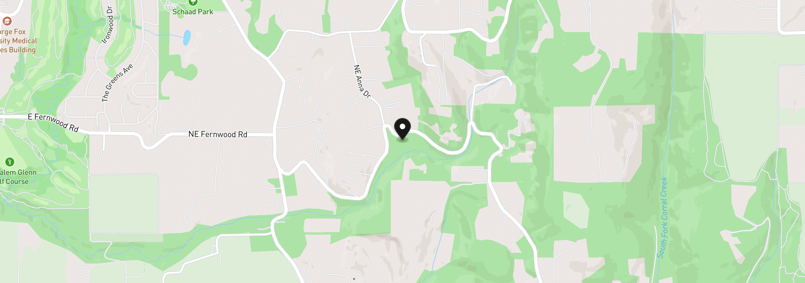 Map showing the location of NE Corral Creek Rd, Newberg, OR 97132