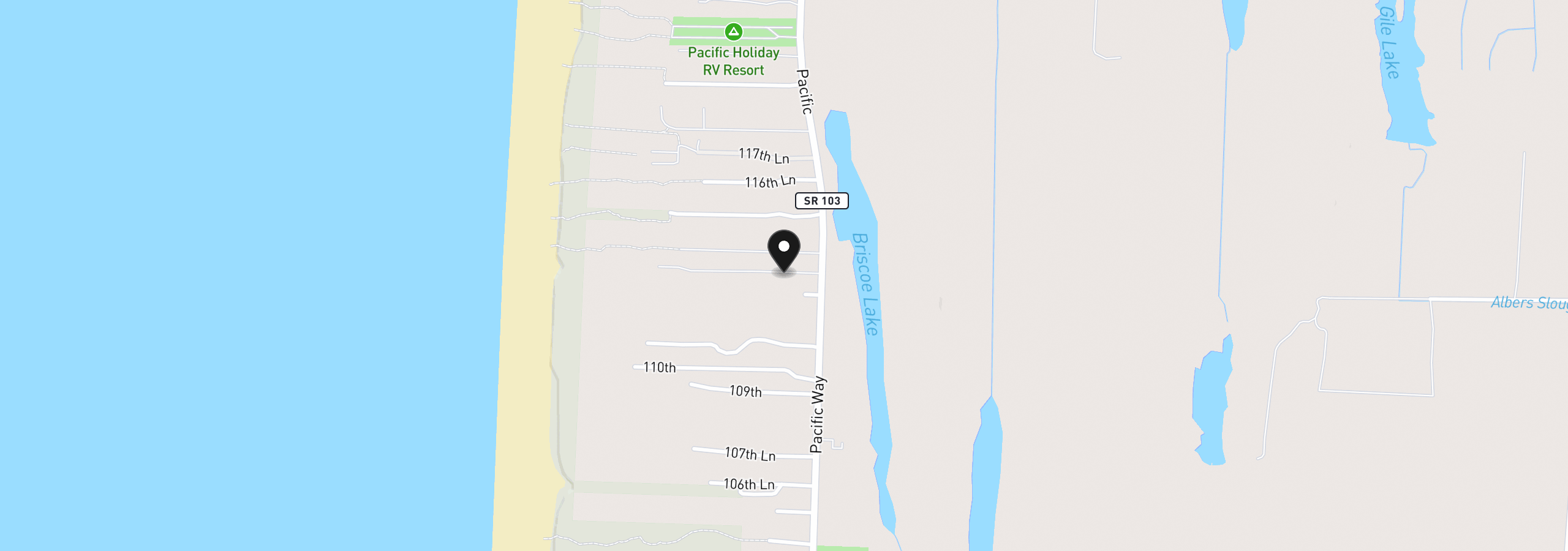 Map showing the location of 11303 Pacific Way, Long Beach, Wa 98631
