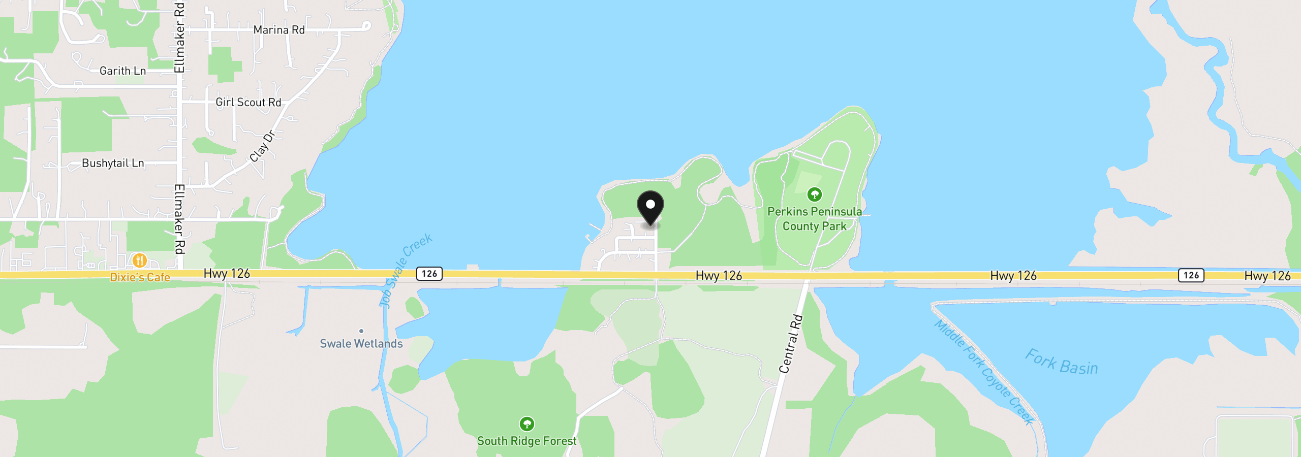 Map showing the location of 88251 Lake Side Dr, Veneta, OR 97487