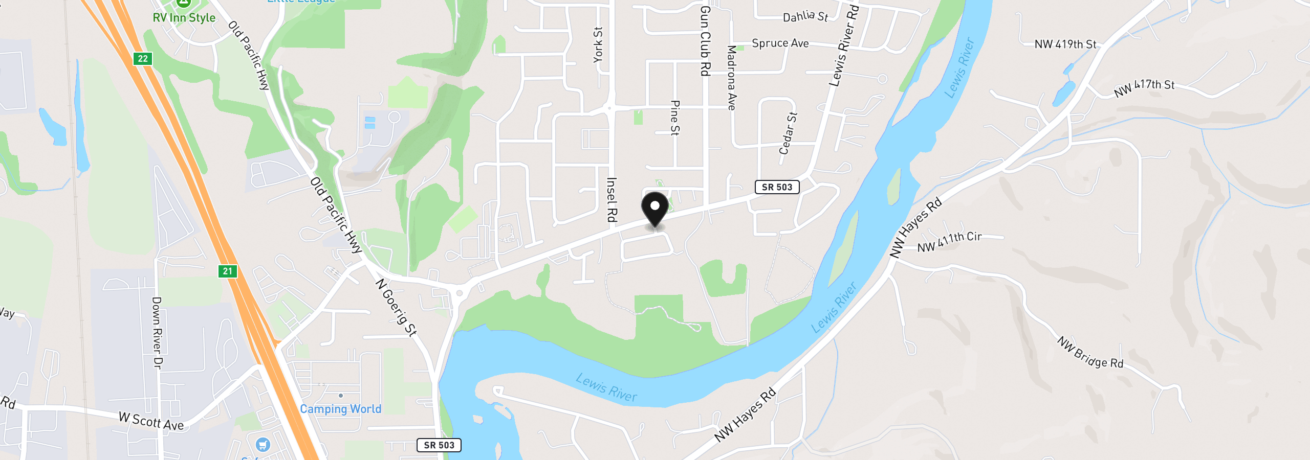 Map showing the location of 311 Coho Loop, Woodland, Wa 98674