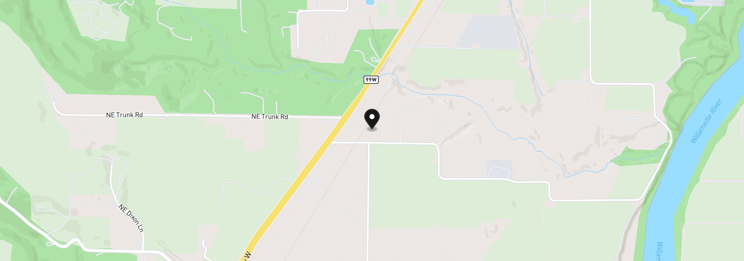 Map showing the location of 20905 NE Fulquartz Landing Rd, Dundee, OR 97115