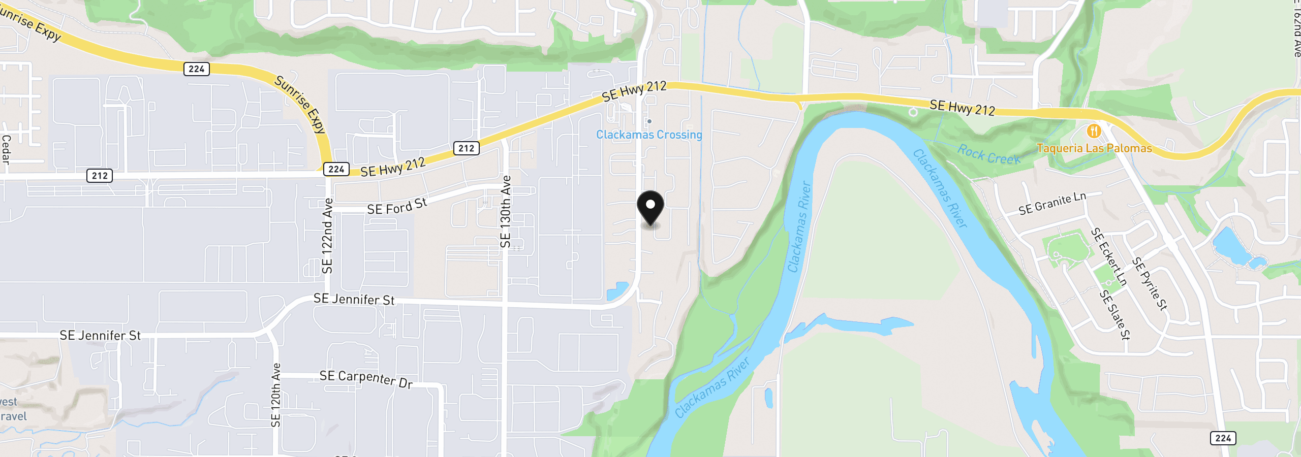 Map showing the location of 13640 SE Highway 212 #37, Clackamas, OR 97015