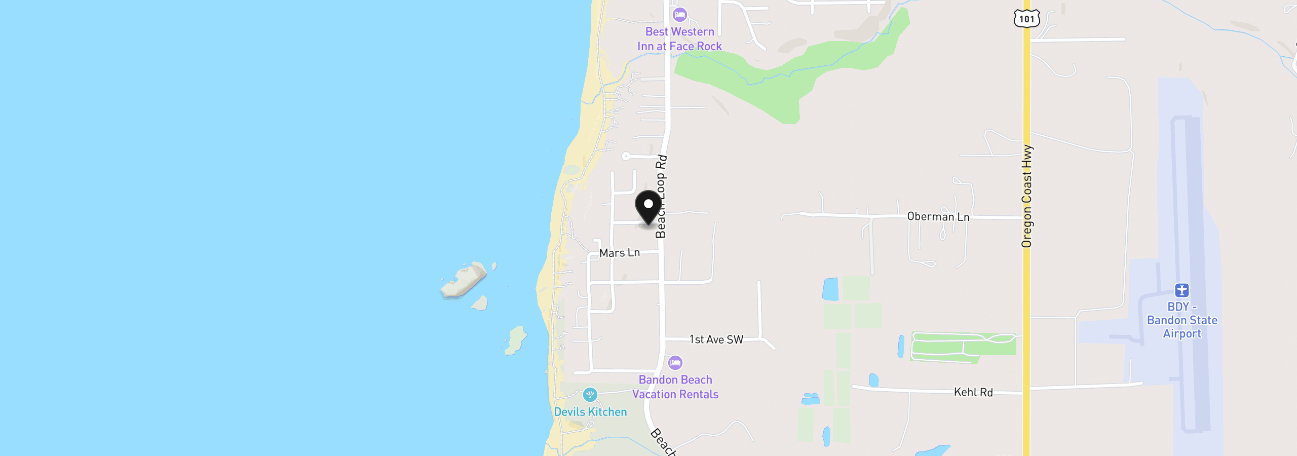 Map showing the location of 87142 Vesta Ln, Bandon, OR 97411