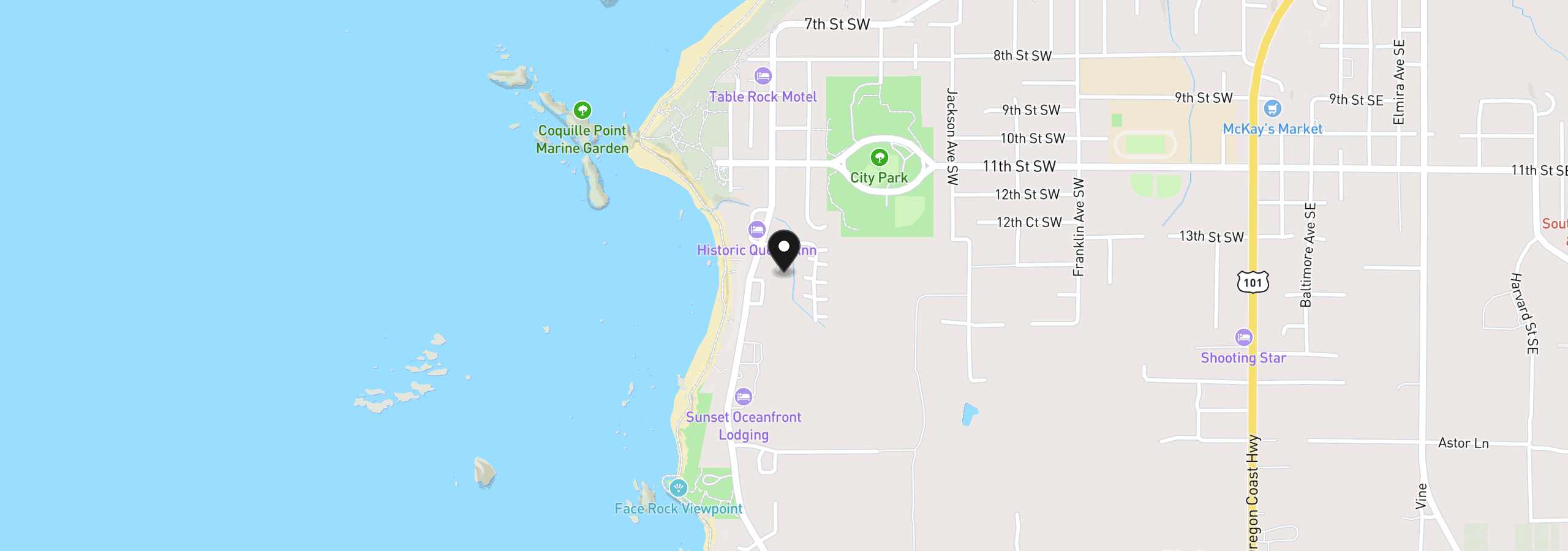 Map showing the location of 1337 Beach Loop Dr, Bandon, OR 97411