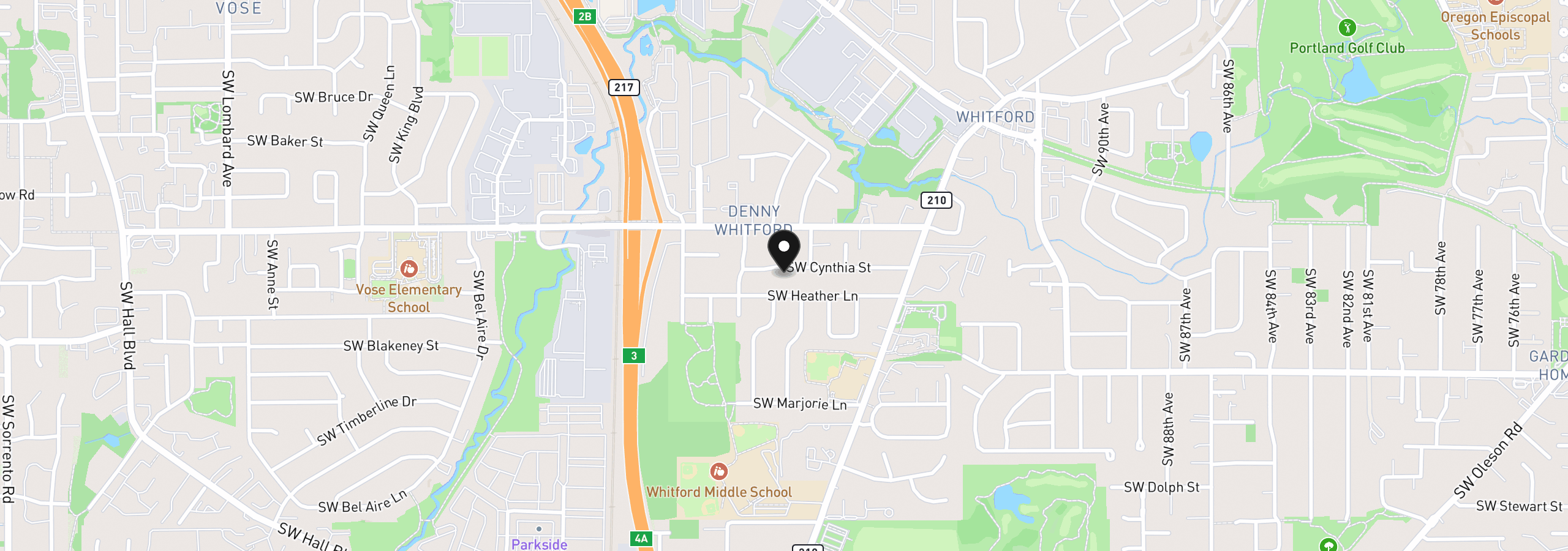 Map showing the location of 10130 SW Cynthia St, Beaverton, OR 97008
