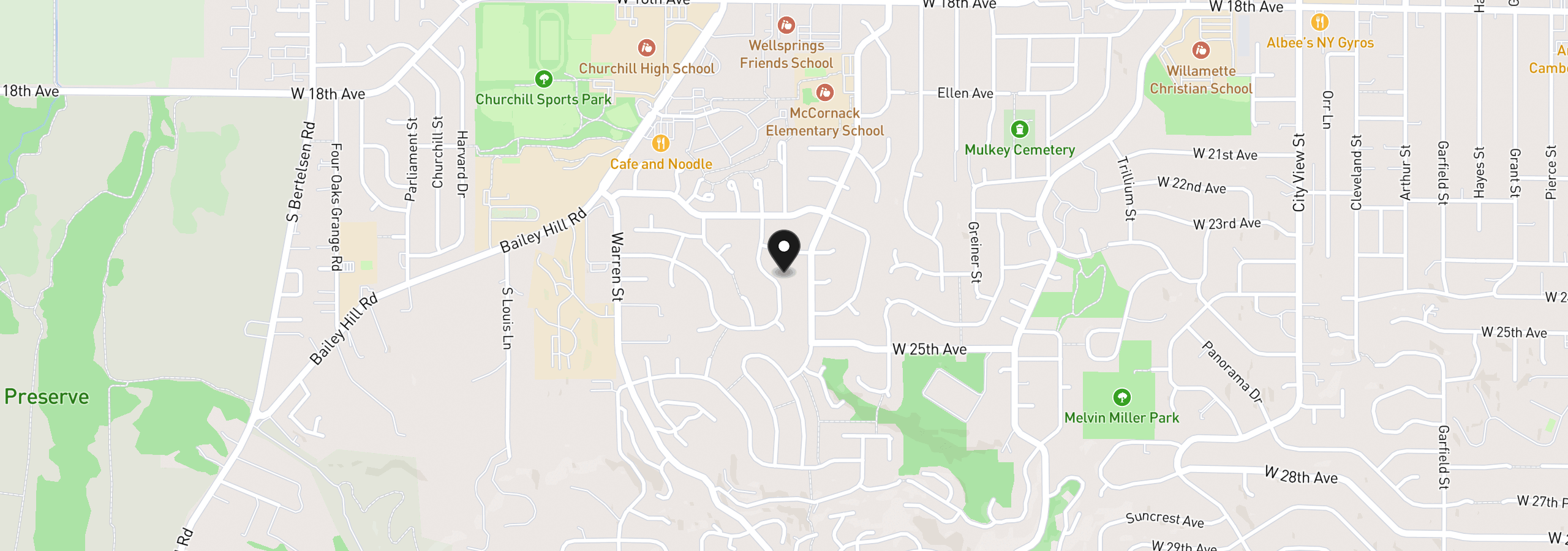 Map showing the location of 2279 Blackburn St, Eugene, OR 97405