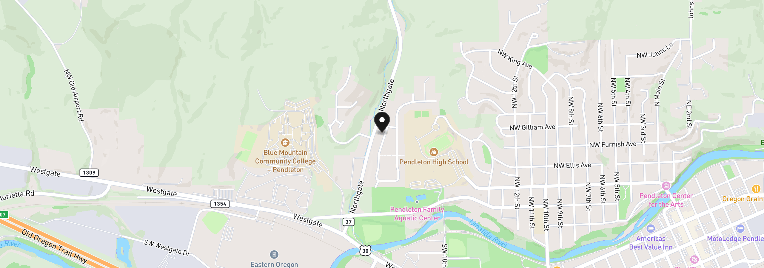 Map showing the location of 469 NW 22nd St, Pendleton, OR 97801