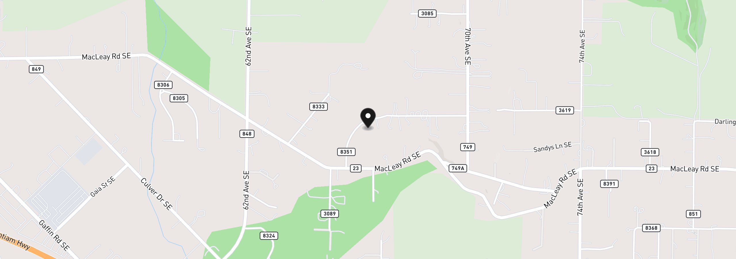 Map showing the location of 6644 Rippling Brook Dr SE, Salem, OR 97301