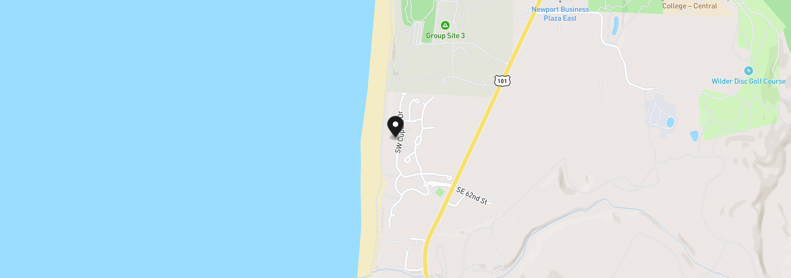 Map showing the location of 5922 SW Cupola Dr, South Beach, OR 97366