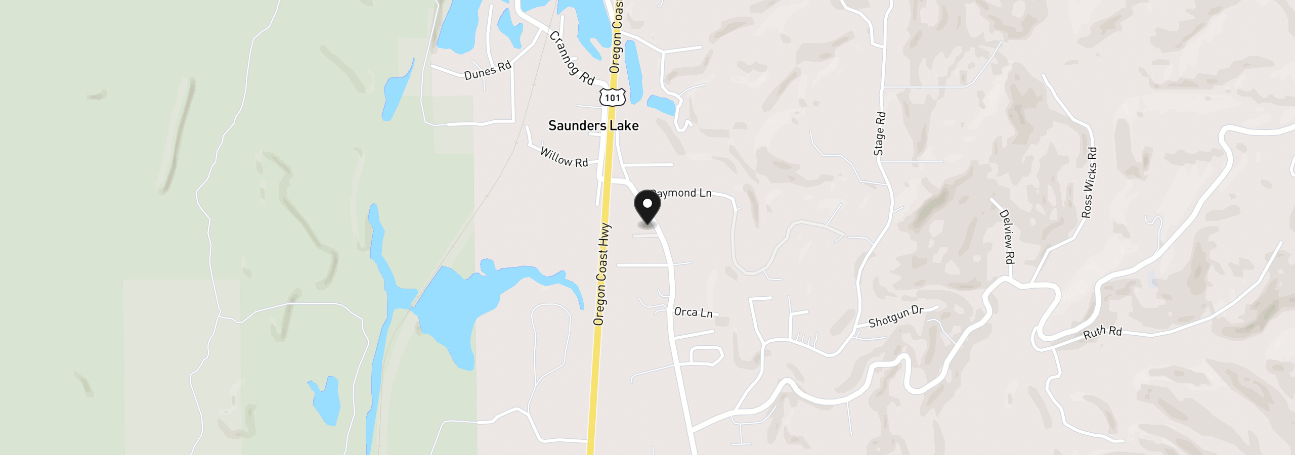 Map showing the location of 93639 Deer Haven Ln, North Bend, OR 97459