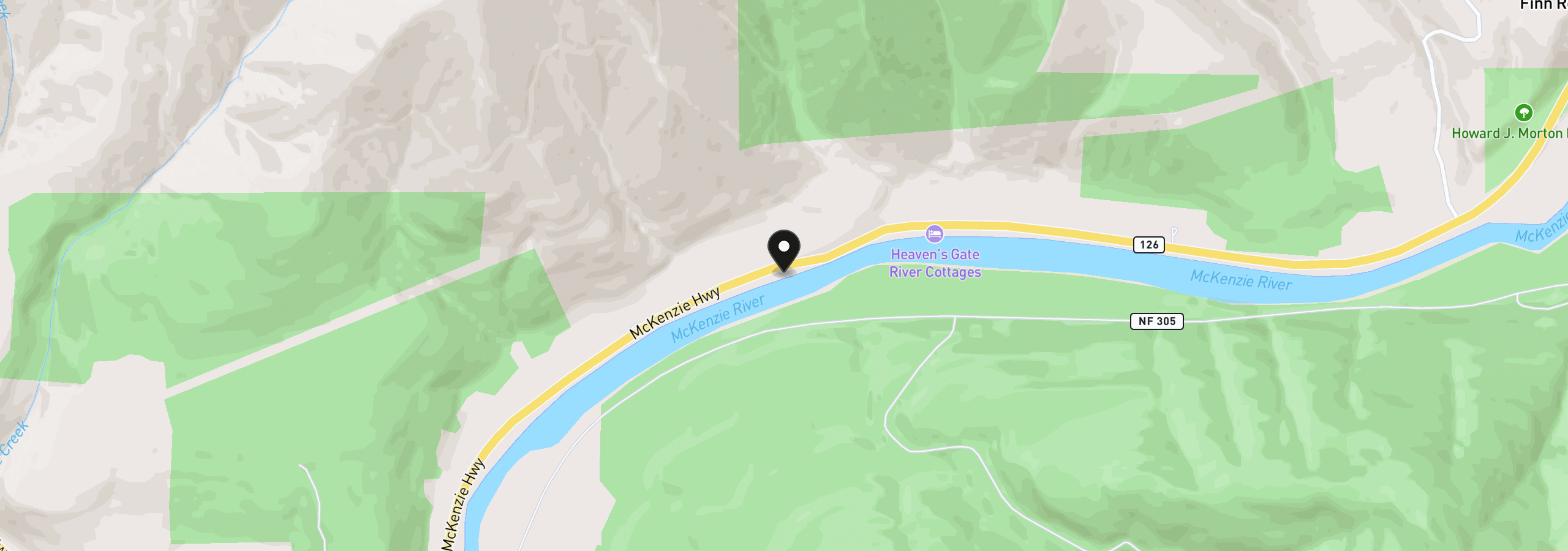 Map showing the location of 49894 McKenzie Hwy, Vida, OR 97488