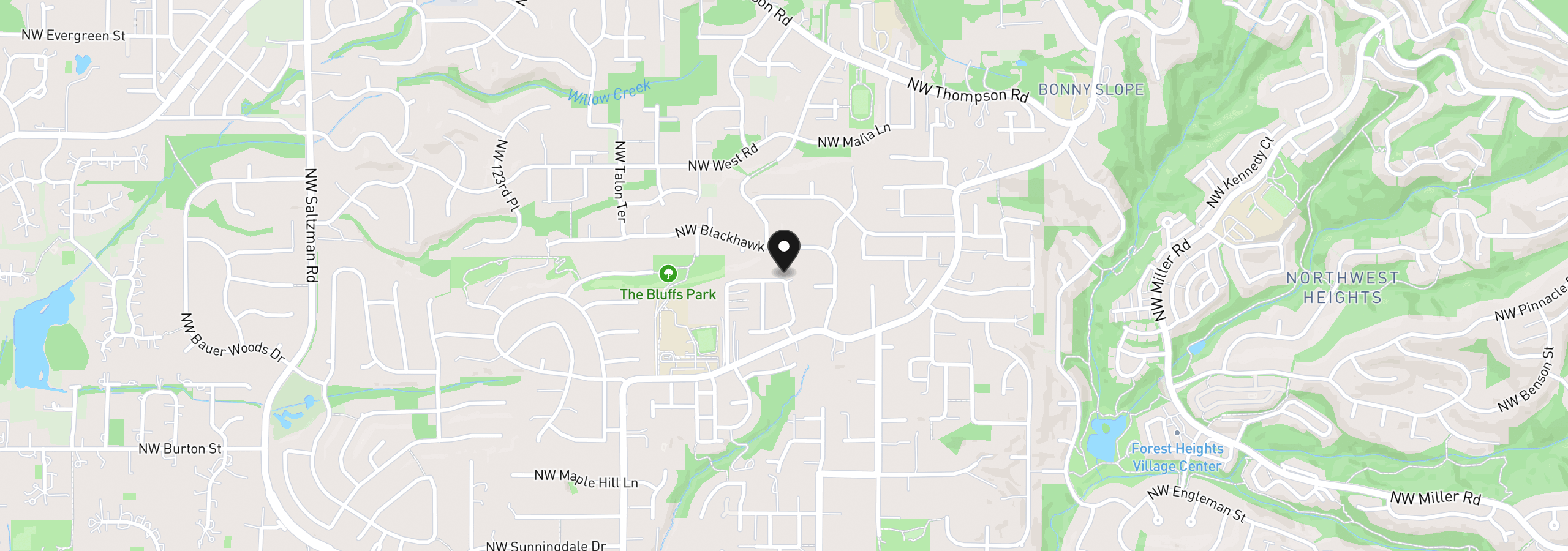 Map showing the location of 11471 NW Knightsview Ln, Portland, OR 97229