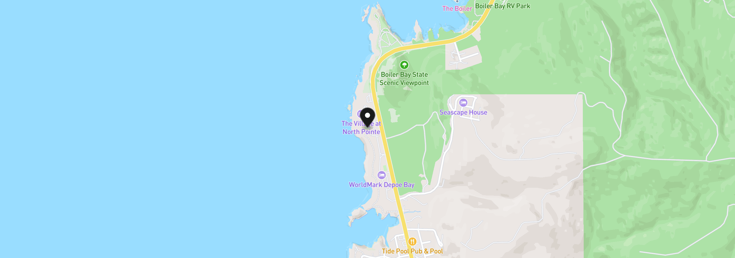 Map showing the location of 1113 N Highway 101 1, Depoe Bay, OR 97341