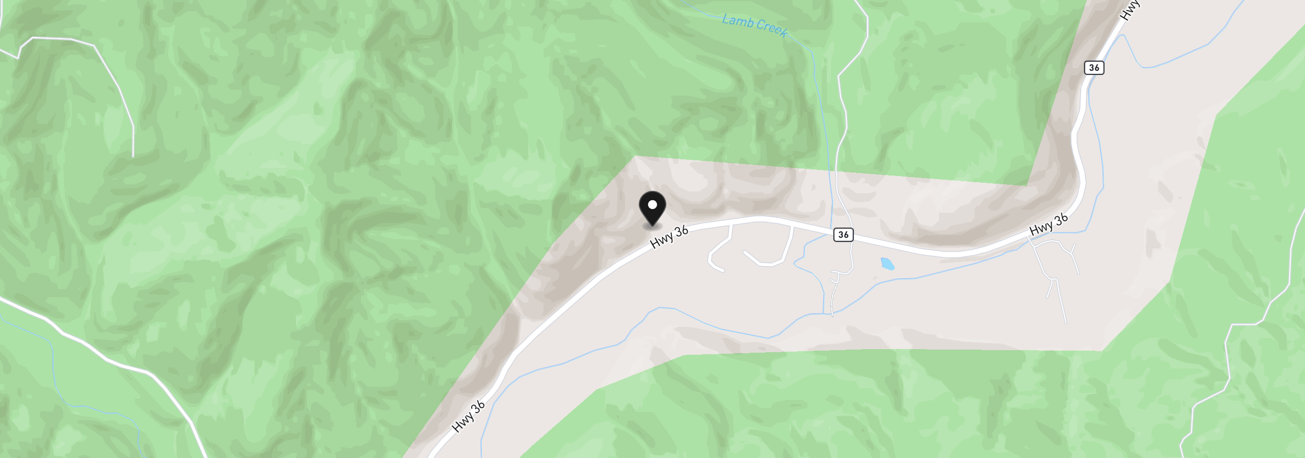 Map showing the location of 18355 Hwy 36, Blachly, OR 97412