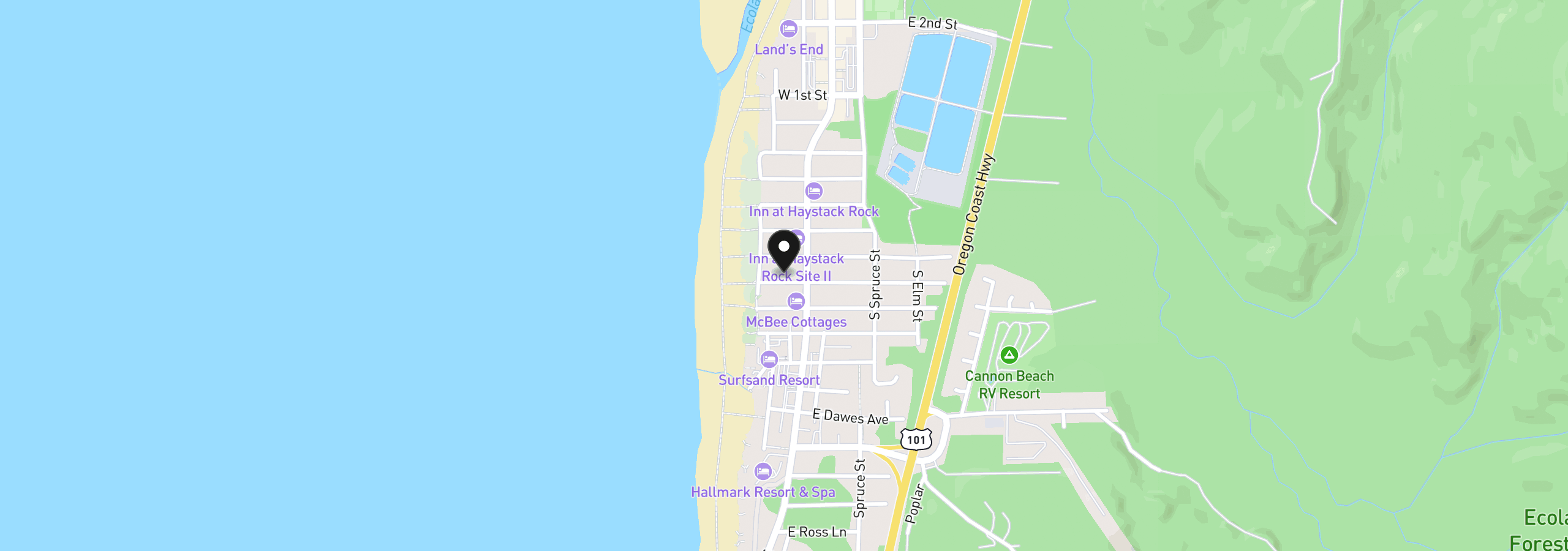 Map showing the location of 164 W Jackson St, Cannon Beach, OR 97110