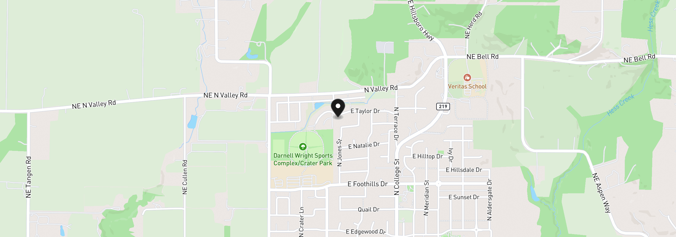 Map showing the location of 128 E Taylor Dr, Newberg, OR 97132