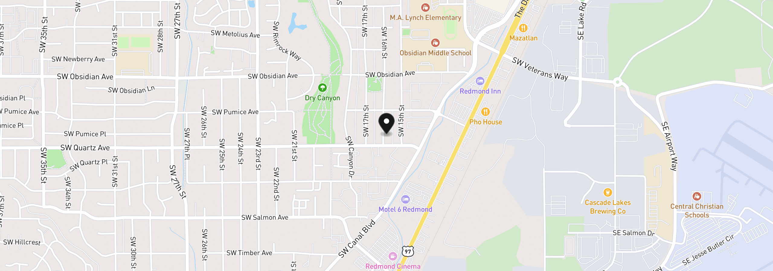 Map showing the location of 1830 SW 16th St, Redmond, OR 97756