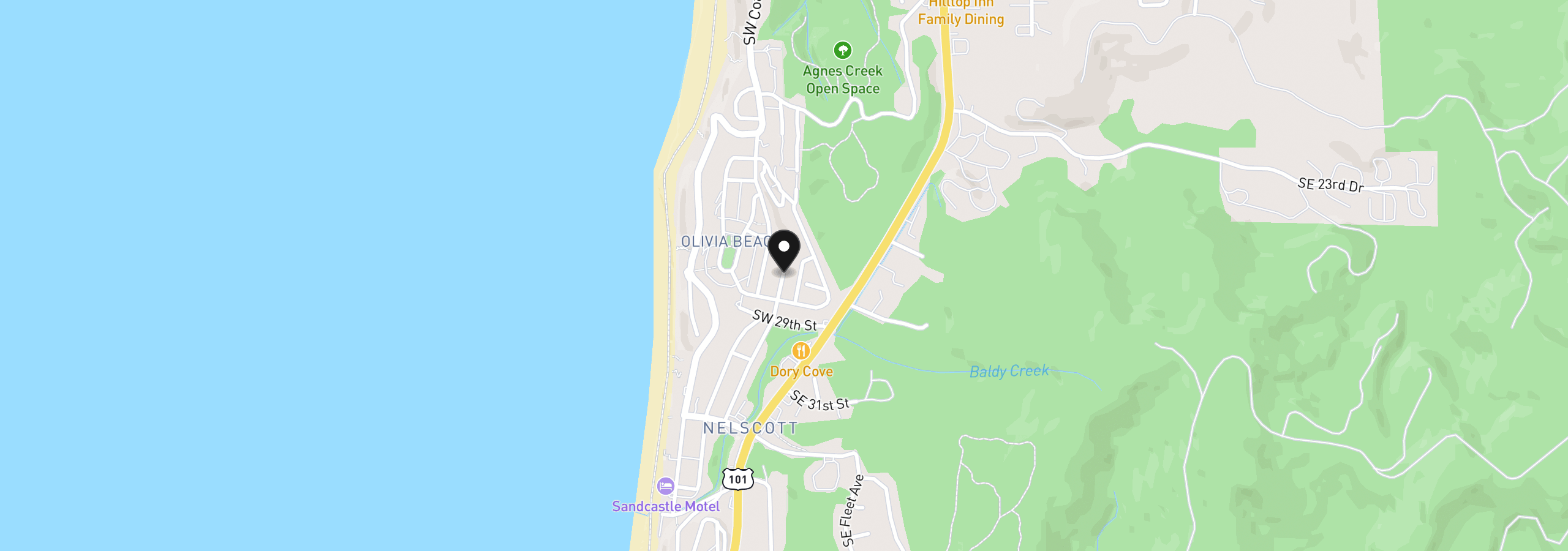 Map showing the location of 2700 SW Coast Ave, Lincoln City, OR 97367