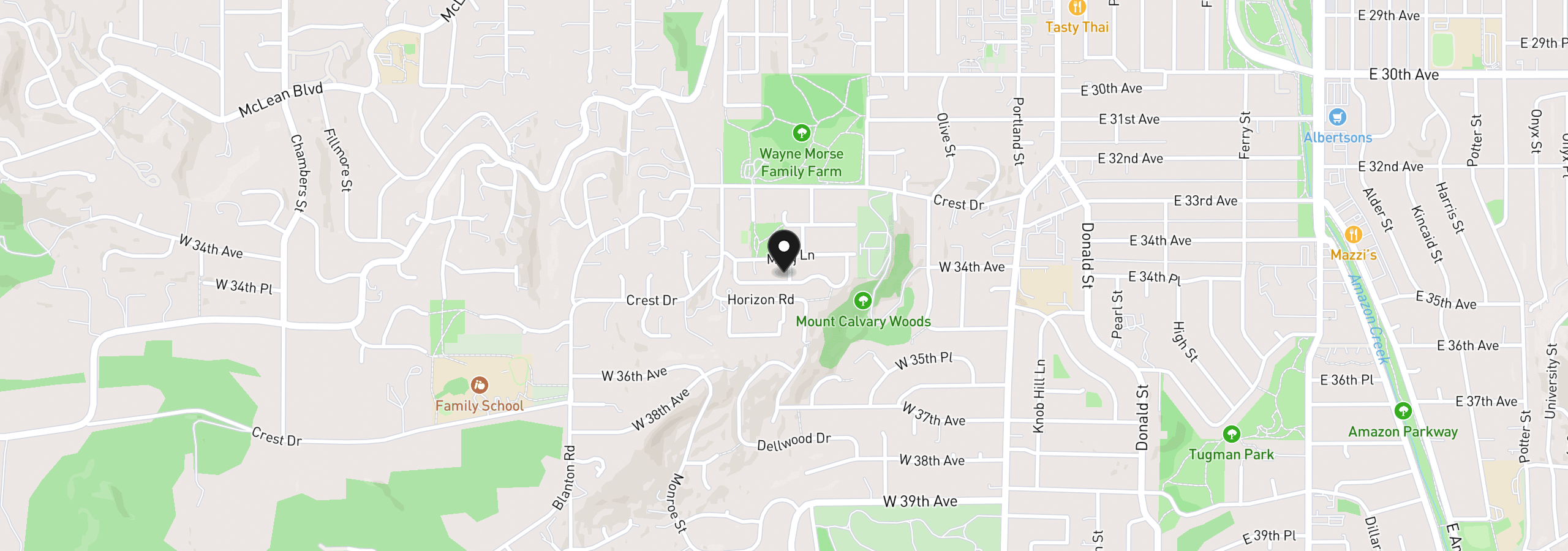 Map showing the location of 515 Fulvue Dr, Eugene, OR 97405