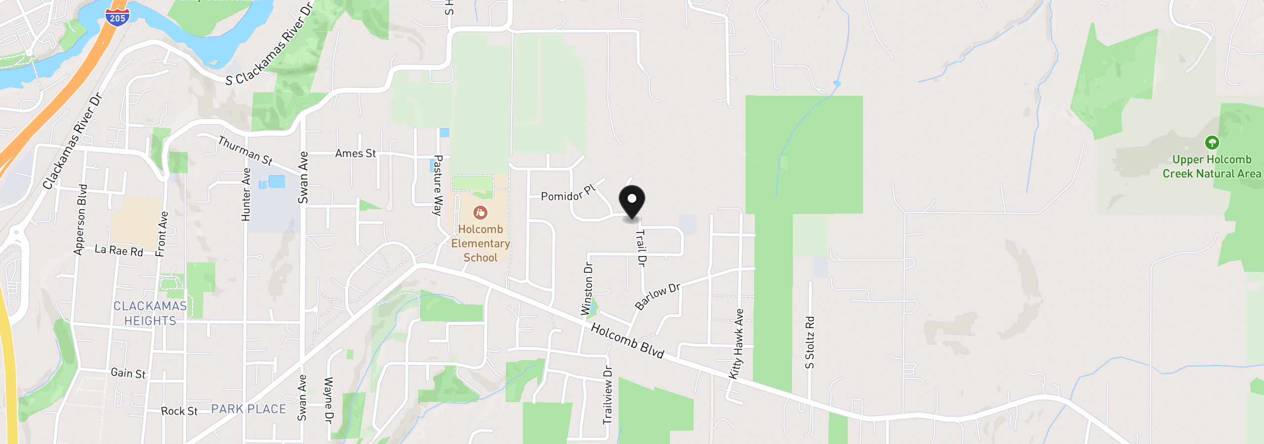 Map showing the location of 16023 Trail Dr, Oregon City, OR 97045