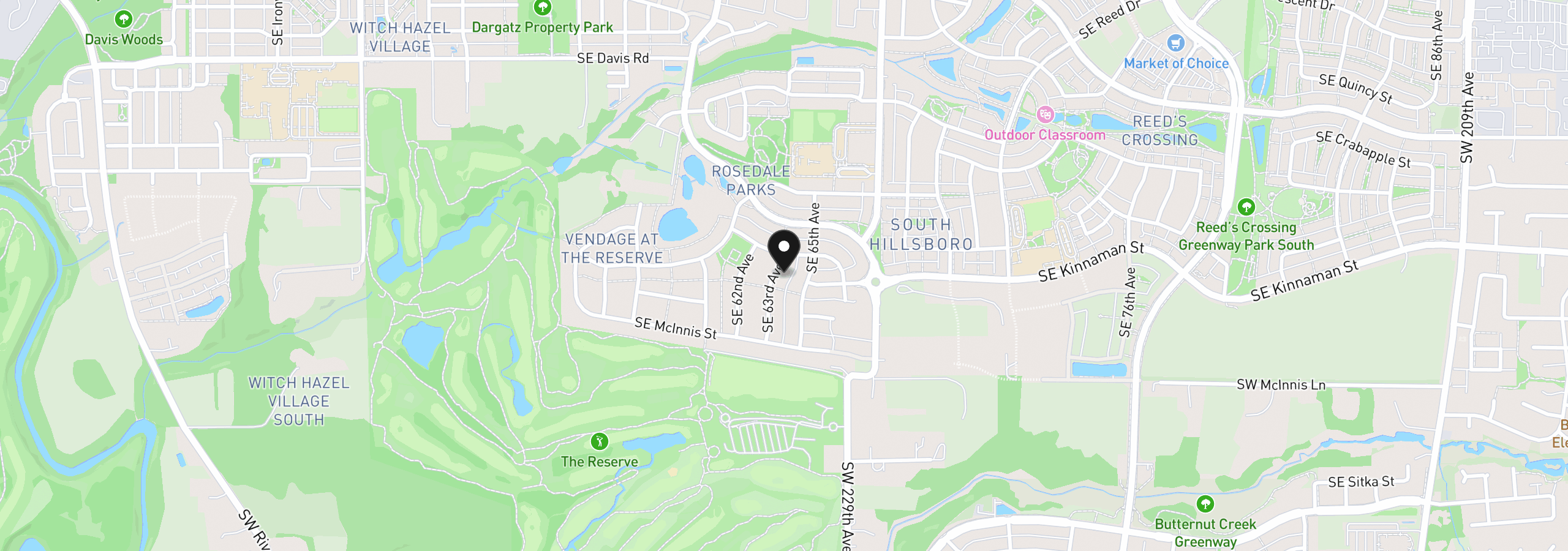 Map showing the location of 4278 SE 63rd Ave, Hillsboro, OR 97123