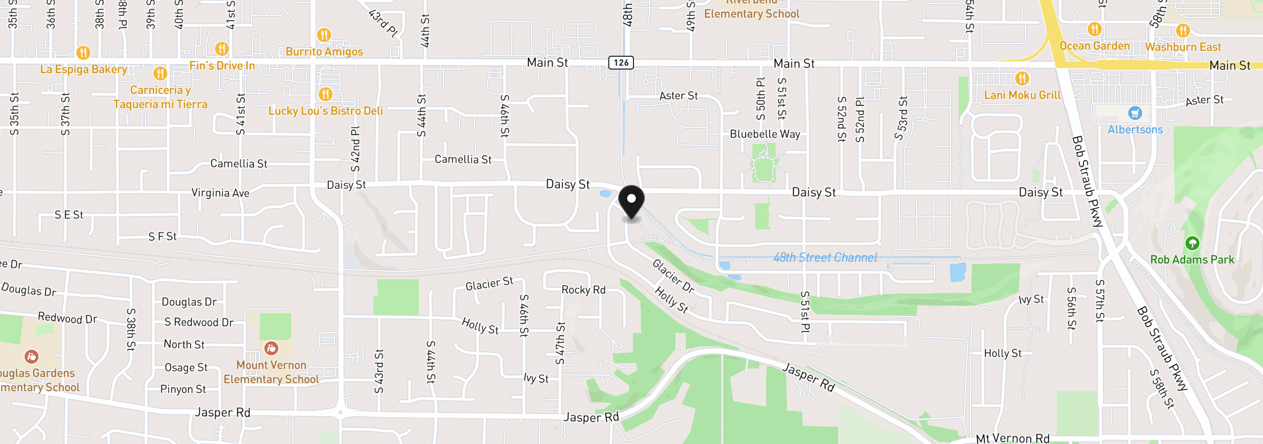 Map showing the location of 553 S 48th Pl, Springfield, OR 97478