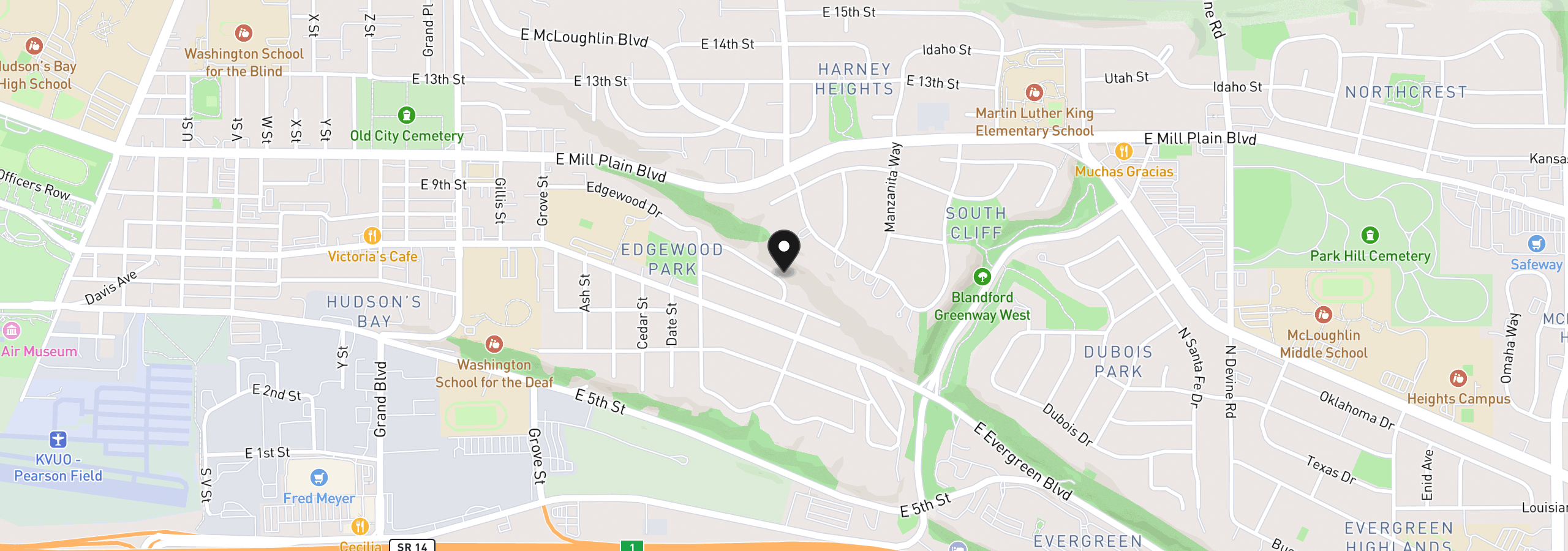 Map showing the location of 3828 Edgewood Dr, Vancouver, Wa 98661