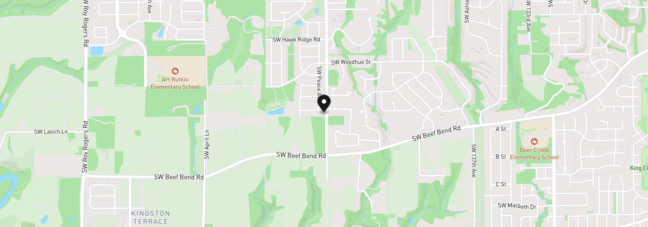 Map showing the location of 15030 SW Starlyn Ln, Tigard, OR 97224
