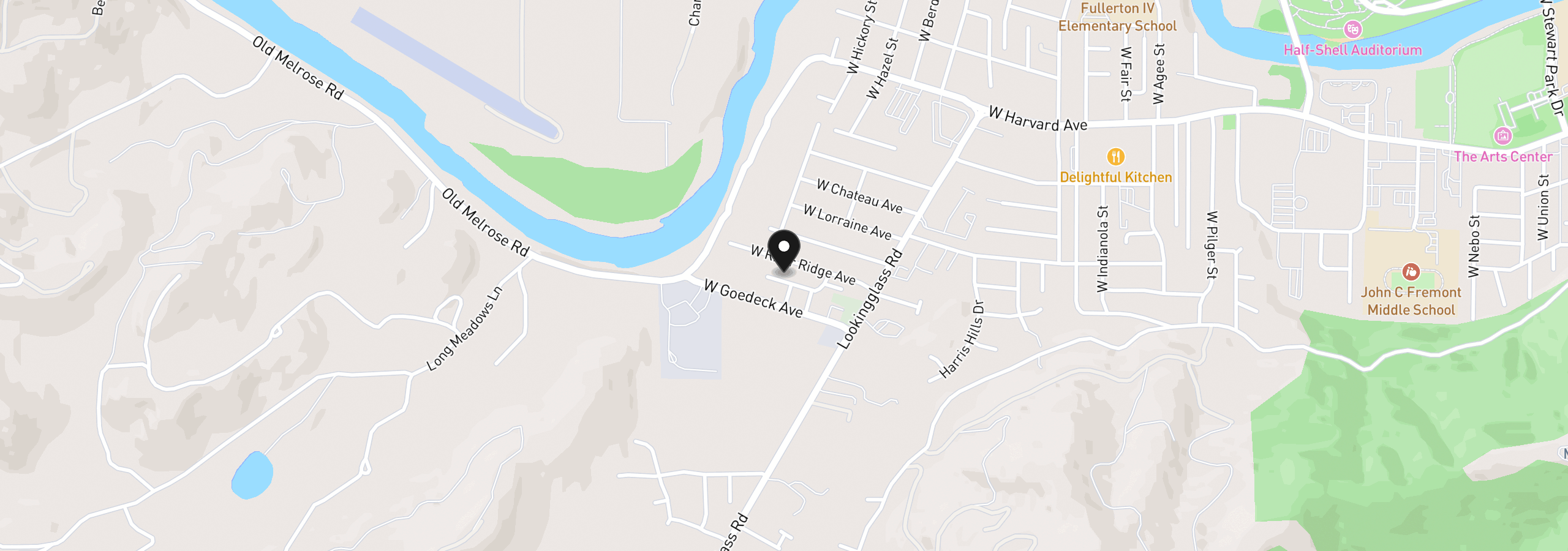 Map showing the location of 211 W River Ridge Ave, Roseburg, OR 97471
