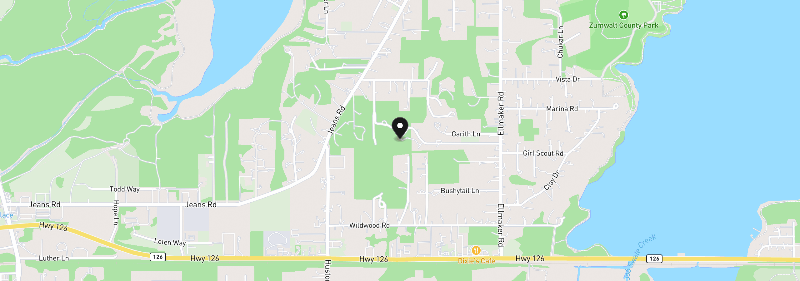 Map showing the location of 25780 Vera Ln, Veneta, OR 97487
