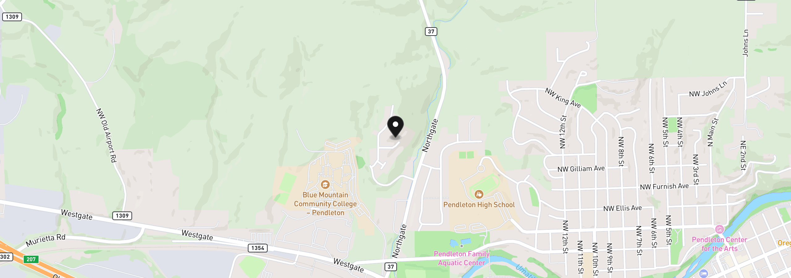 Map showing the location of 2205 NW Ingram, Pendleton, OR 97801