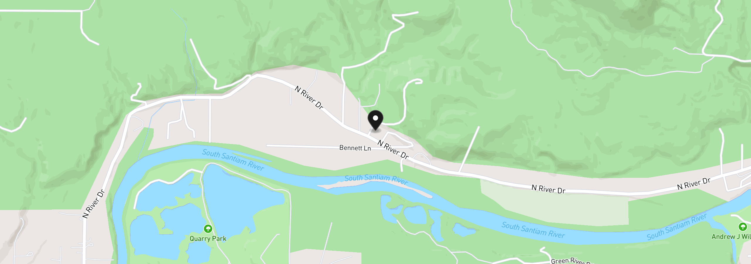 Map showing the location of 42521 N River Dr, Sweet Home, OR 97386