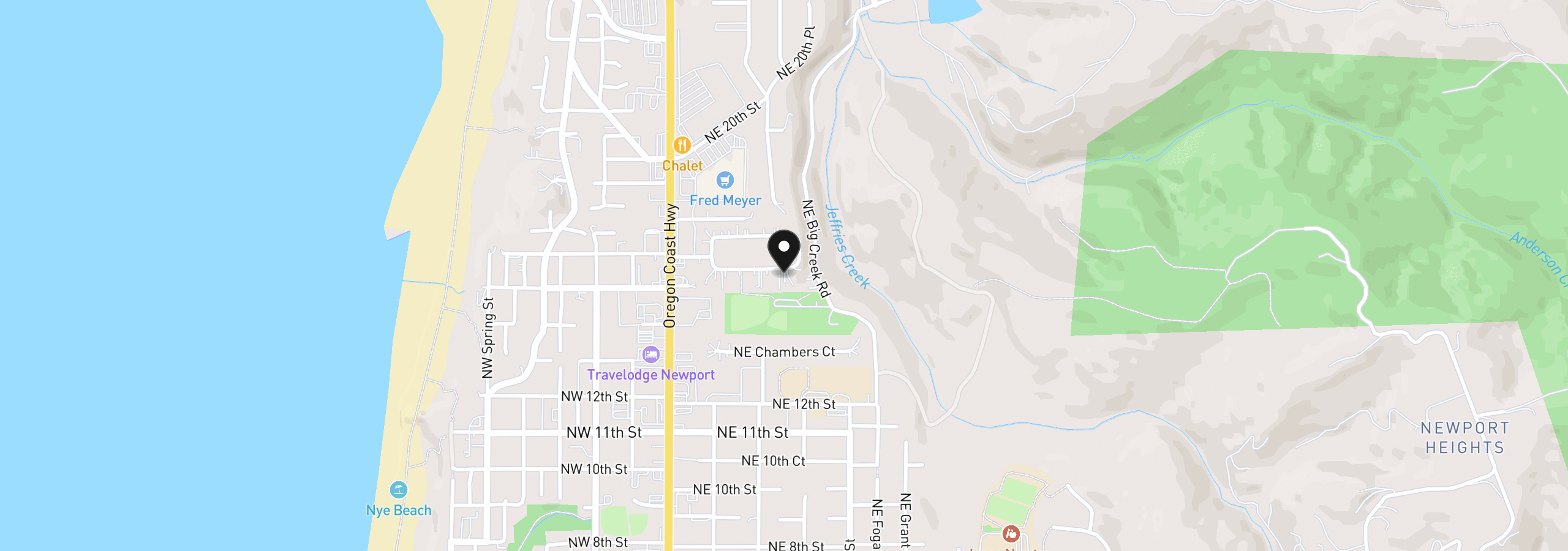 Map showing the location of 323 NE San Bayo Cir, Newport, OR 97365