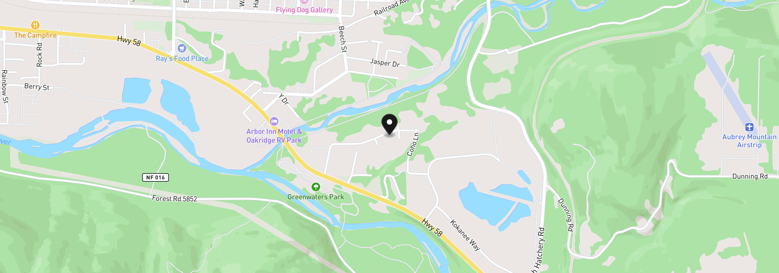 Map showing the location of 48448 Roaring Rapids Way, Oakridge, OR 97463