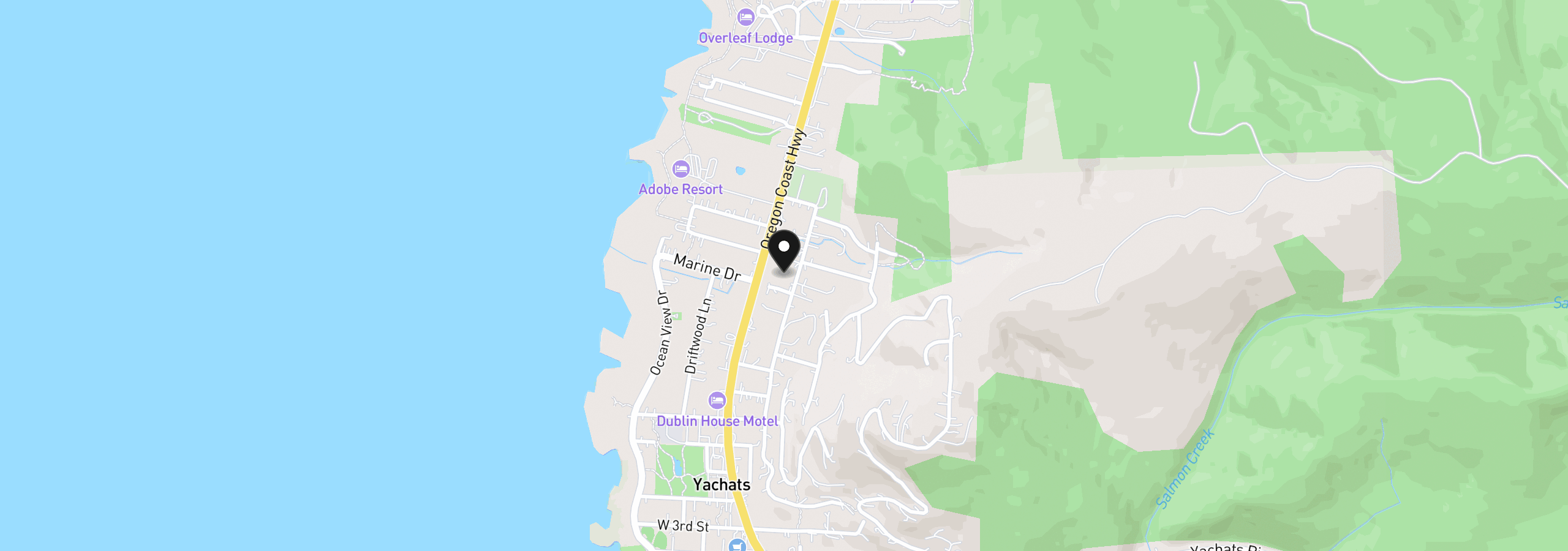 Map showing the location of 1200 King St, Yachats, OR 97498