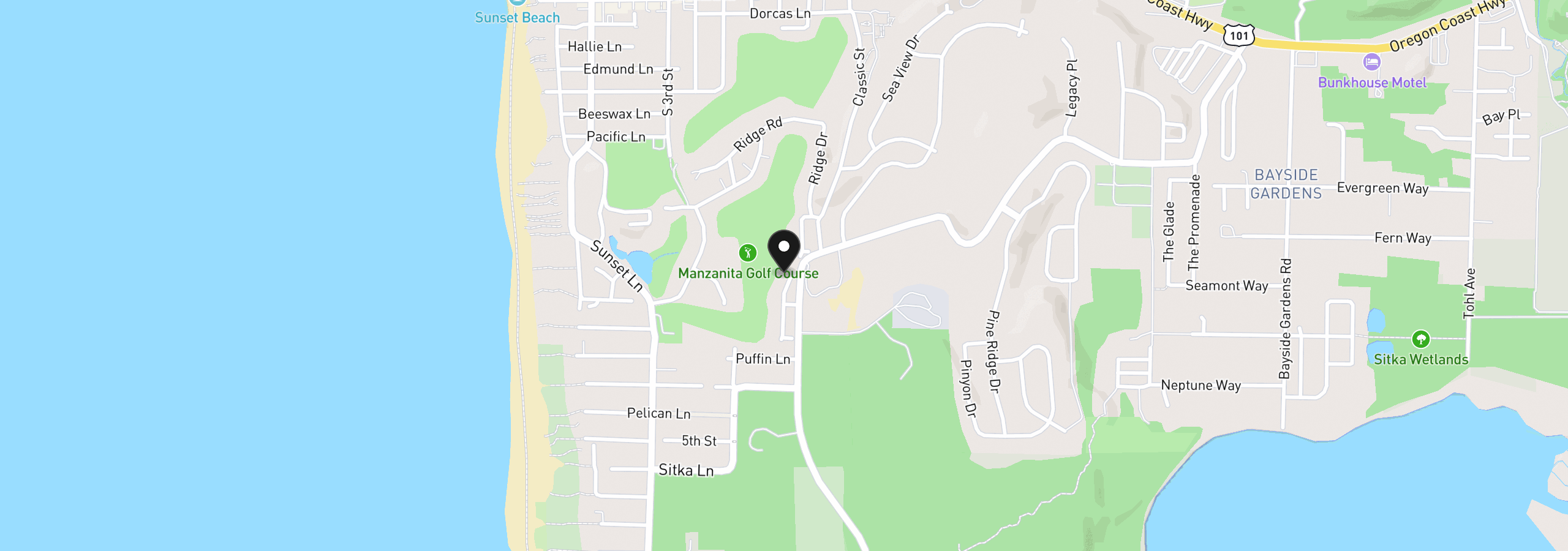 Map showing the location of 901 Fairway Ct, Manzanita, OR 97130