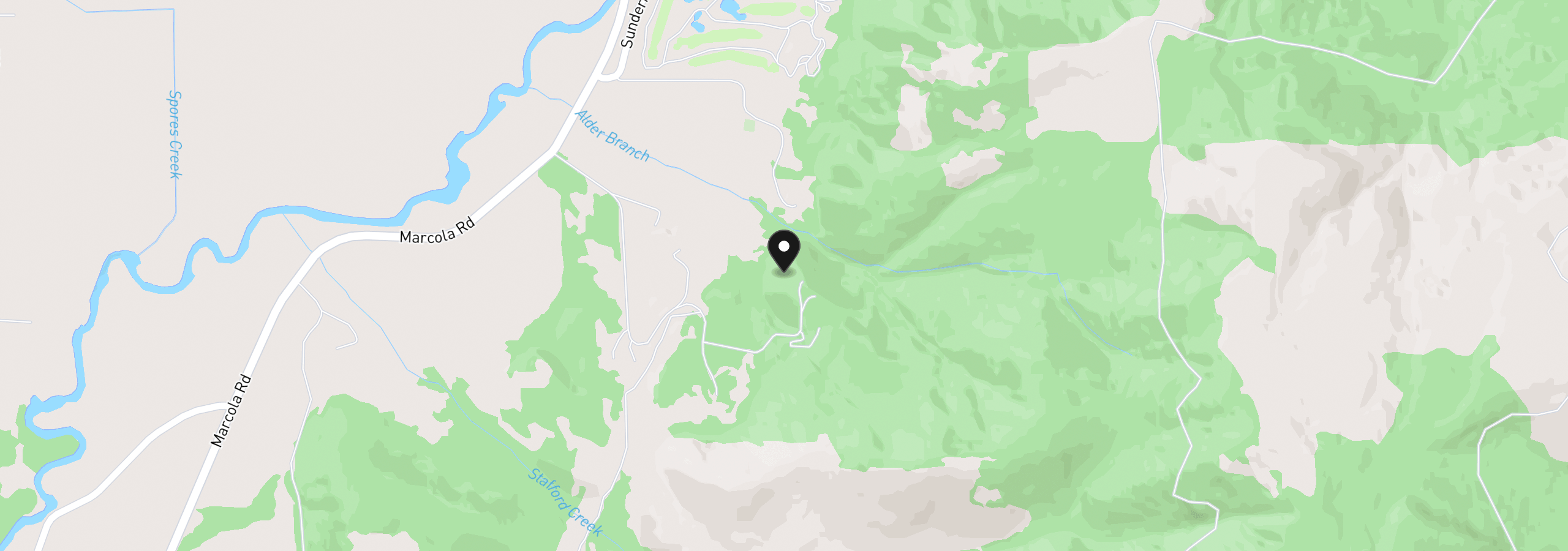 Map showing the location of Alder Branch 216, Springfield, OR 97478