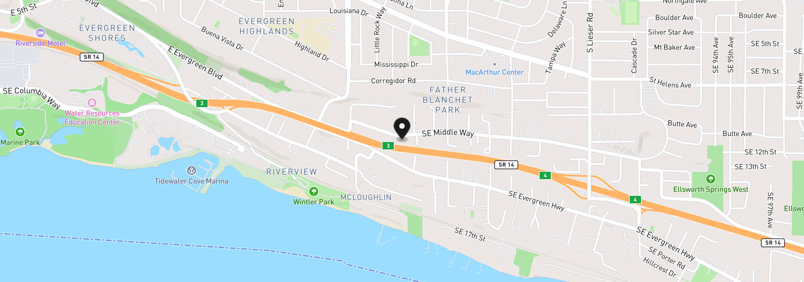 Map showing the location of 7103 SE Middle Way, Vancouver, Wa 98664
