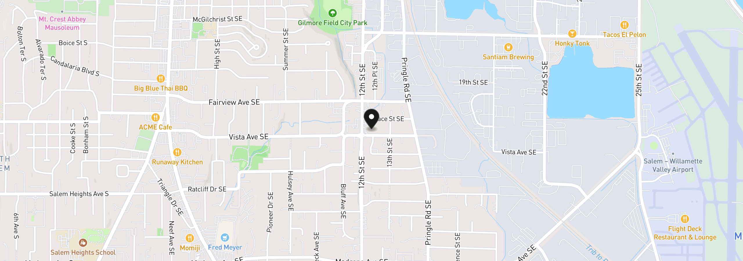 Map showing the location of 1235 Vista Ave SE, Salem, OR 97302