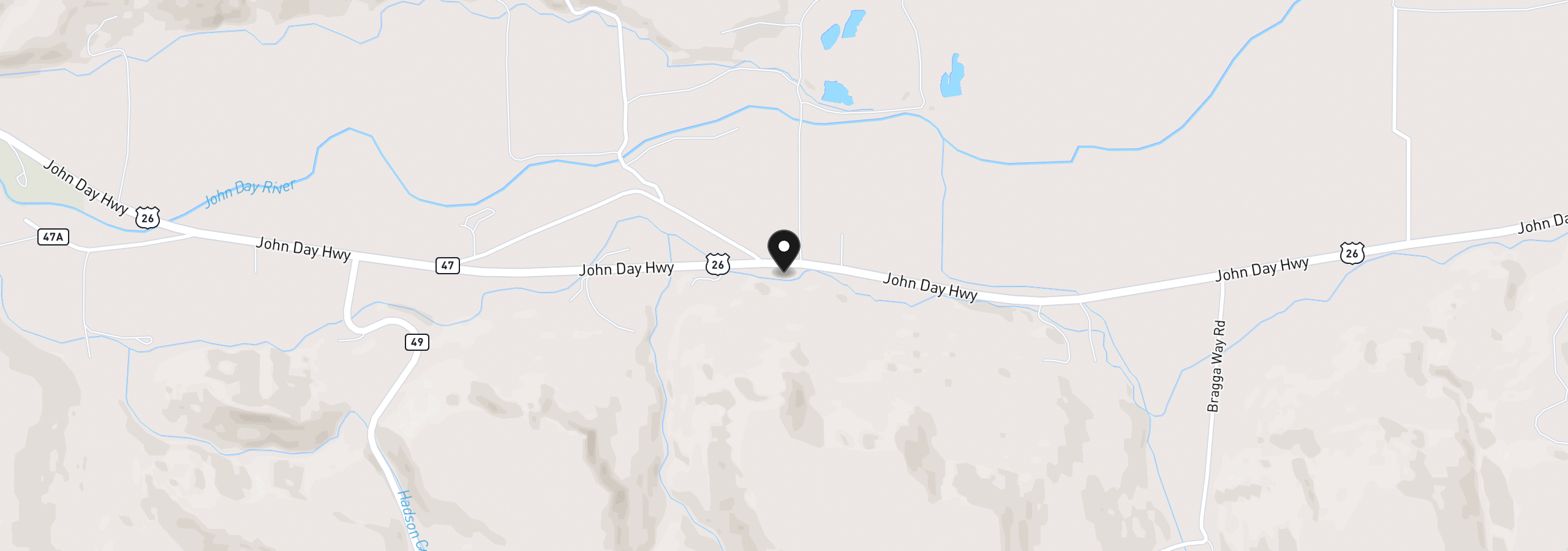 Map showing the location of 59720 Highway 26, John Day, OR 97845