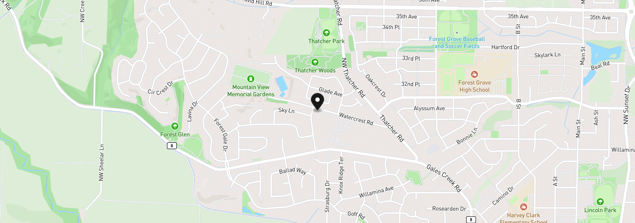 Map showing the location of 3151 Vista Dr, Forest Grove, OR 97116