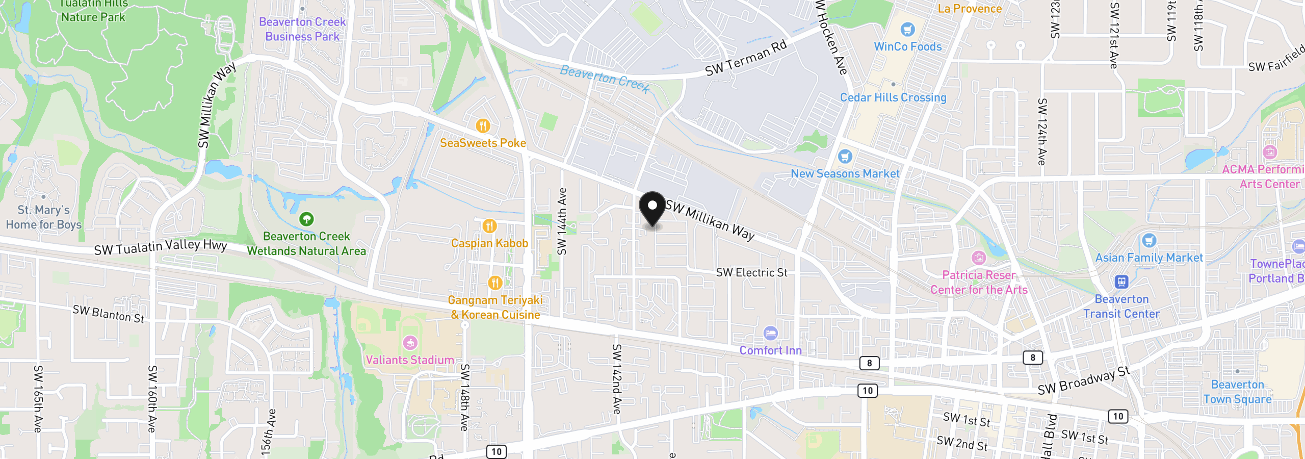Map showing the location of 13820 SW Electric St 20w, Beaverton, OR 97005